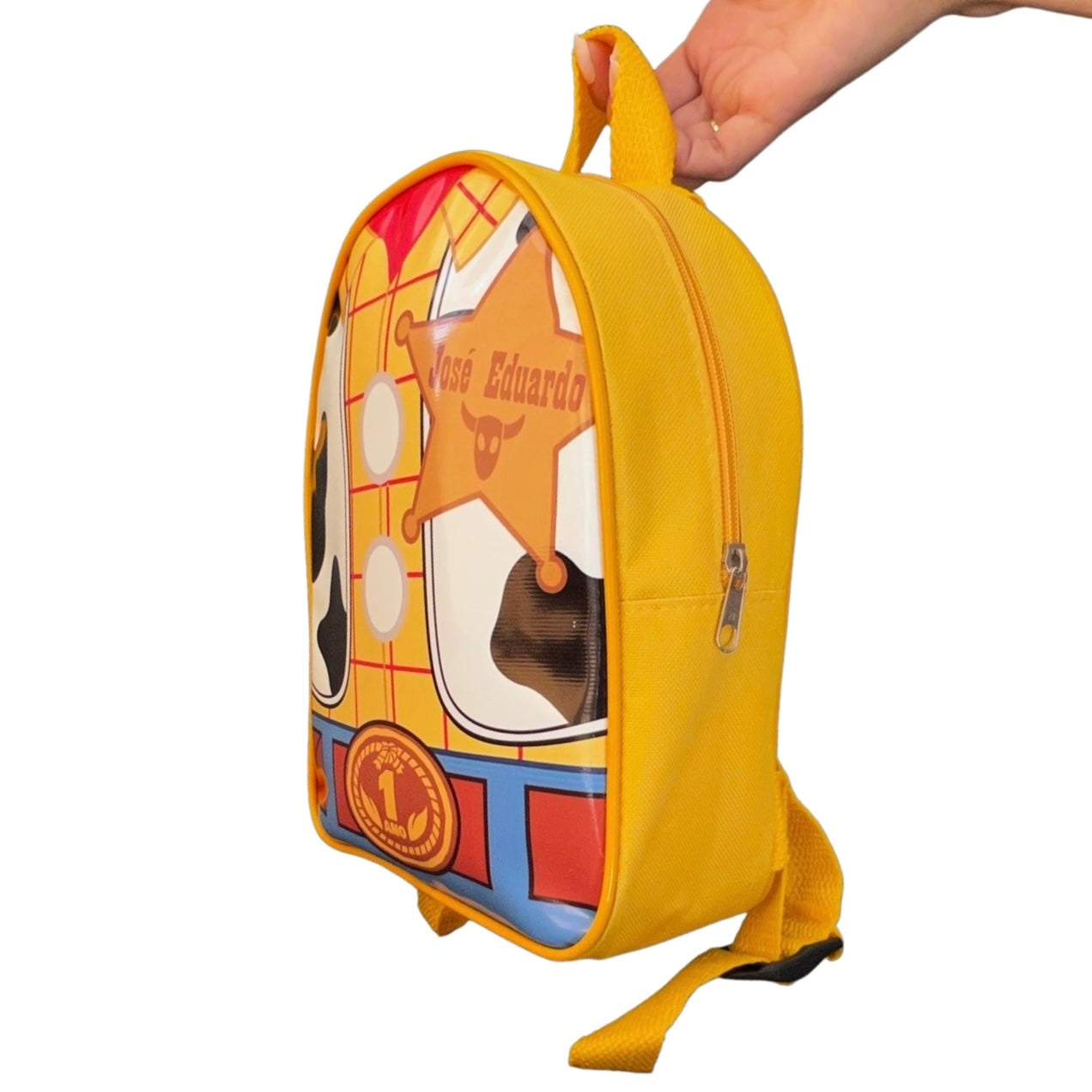 Mochila pequena em nylon amarelo